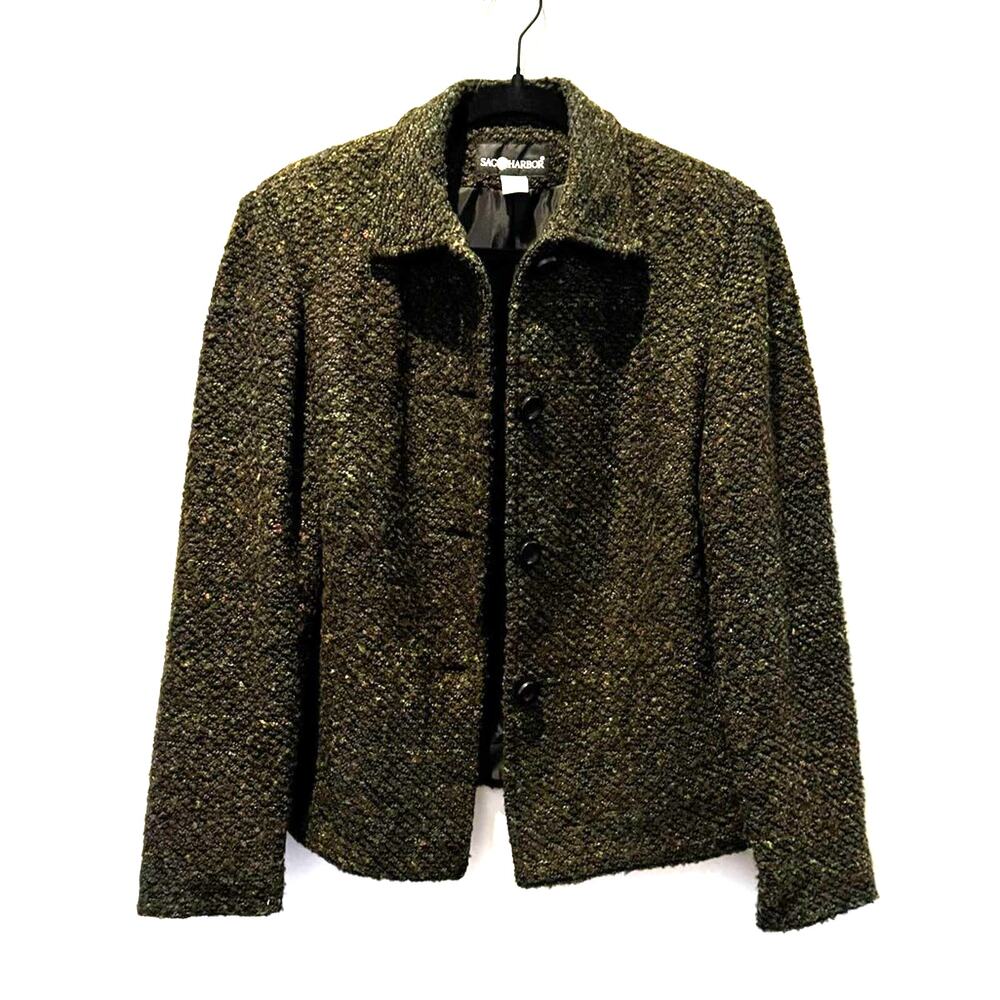 Sag Harbor Vintage Forest Green Multi Color Jacket | Size 8